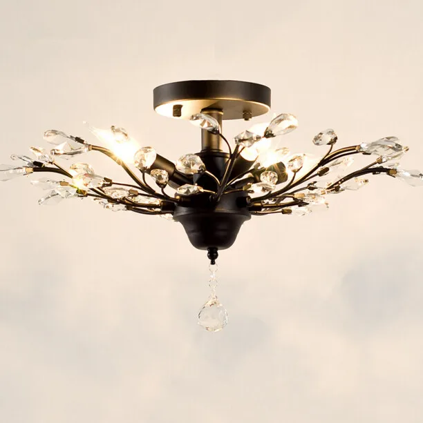 ==> [Free Shipping] Buy Best Creative American Country Iron Crystal Ceiling Lamp European Vintage Restaurant Bedroom Study Corridor Lamp Free Shipping Online with LOWEST Price