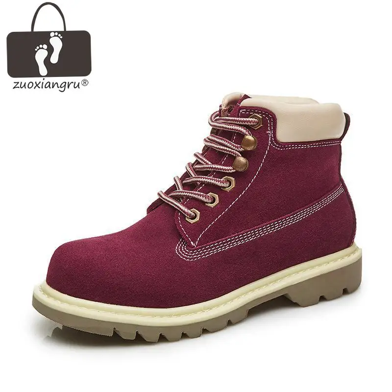 

Fashion Casual Women Martin Boot Shoes Genuine Leather Women Winter Snow Boots Round Toe Lace Up Ladies Ankle Boots Work Shoes