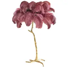 Медный перьевой торшер, Роскошная лампа для гостиной, гостиничного зала, декоративная лампа, теплая Свадебная лампа H160cm Dia120cm