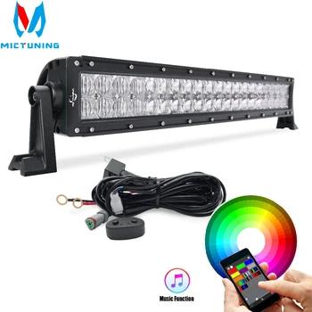 

Mictuning 32" 22'' 5D LED Light Bar RGB Strobe Flash Multicolor Led Warning Light Bluetooth IOS and Android APP Control Wiring