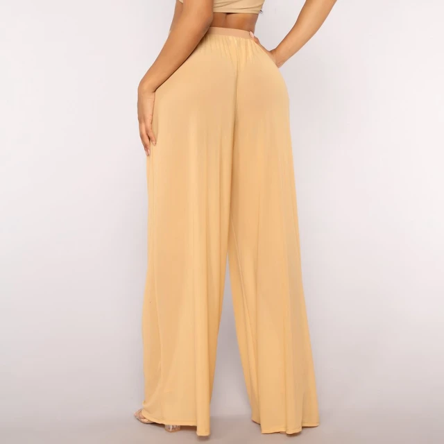 Les femmes voient à travers Boho Wide Leg High Waist Trousers Beach Long Loose Mesh Sheer Pants Hot 4