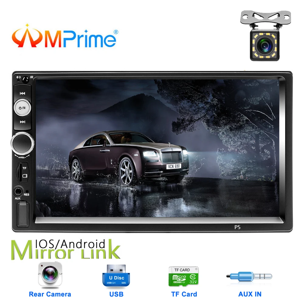 

AMPrime 2 din Car Radio Stereo 7" Touch Screen Car Multimedia Player Autoradio FM AUX DVR Video MP5 Player Auto Backup Camera
