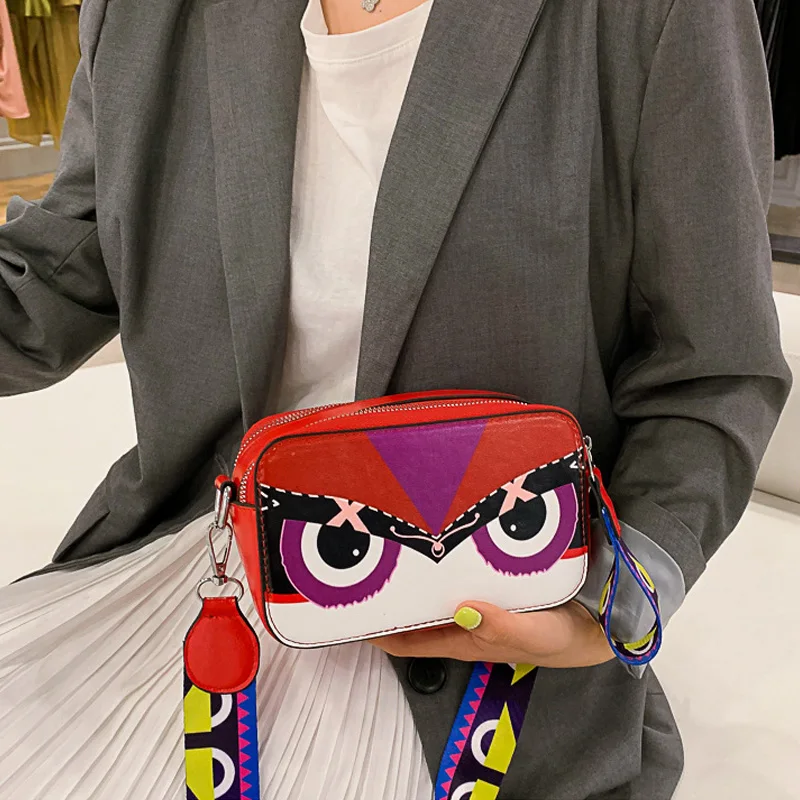 

Little Monster Pattern Shoulder Bags Female Fashion Cute Cartoon Women Crossbody Chest Bags Summer New PU Ladies Messenger Bag