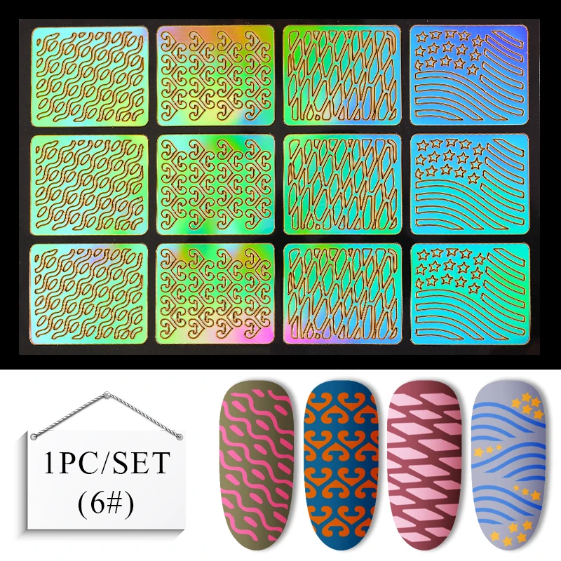 Гель-лак для ногтей виниловый наконечник руководство по переводу шаблон наклейки для ногтей Полые лазерные наклейки для дизайна ногтей трафаретная наклейка инструмент для дизайна ногтей 1 шт - Цвет: K5456