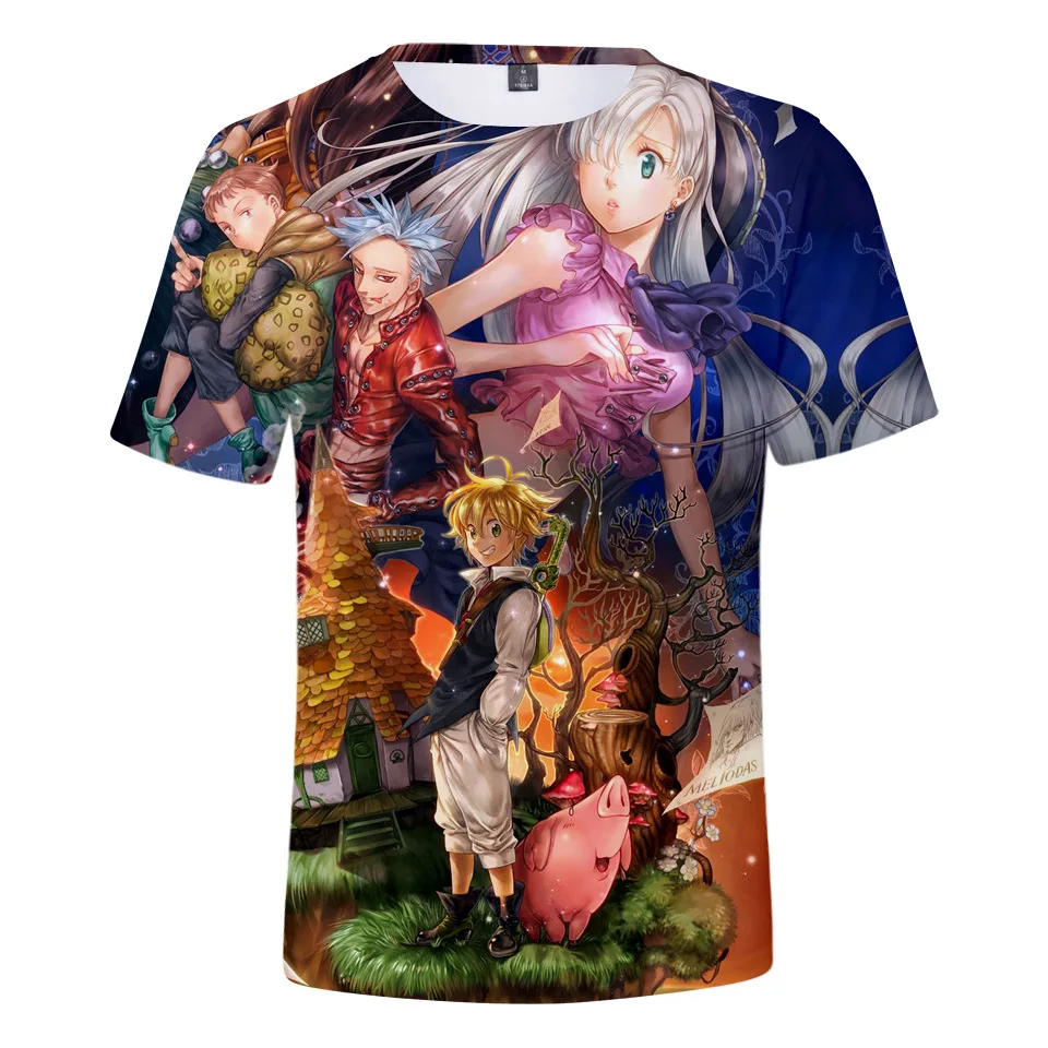 

New Fashion Couples Men Women Unisex Nanatsu No Taizai Funny T Shirts 3D Print Cap Casual Hip Hop Short Sleeve Tee Top 2XS-4XL