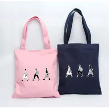 YILE на молнии хлопок холст шоппер сумка через плечо 3 человека ходить вместе 4 цвета A654