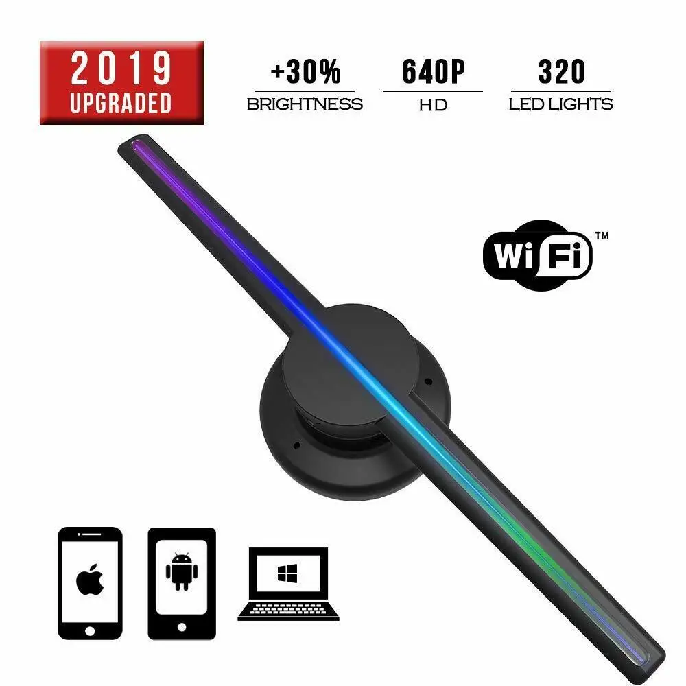 Wi Fi 3D голограмма проектор вентилятор с 16G TF голографический дисплей 224 светодиода