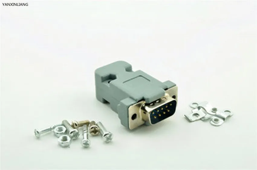 

1PCS New RS232 Serial Port Connector DB9 Male Socket+Shell Plastic /Plug Connector 9pin COM Socket Adapter