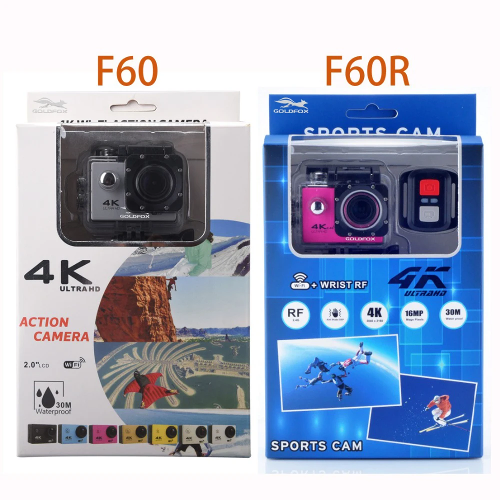 GOLDFOX F60/F60R Ультра HD Экшн-камера 4 K 30Fps 16MP Wifi камера 1080 P 60fps Водонепроницаемая камера шлем Велосипедная Камера спортивная видеокамера