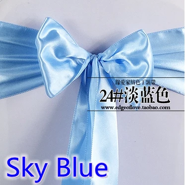 

Sky Blue colour satin sash chair sash wedding decoration bow tie chair band party hotel show decoration sash shiny colour