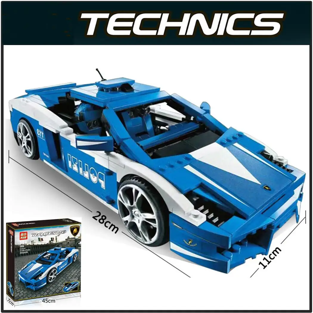 

YILE 008 Compatible Race The Lamborghiki Police Car LP560-4 8214 Building Blocks Policeman Educational Toys For Children