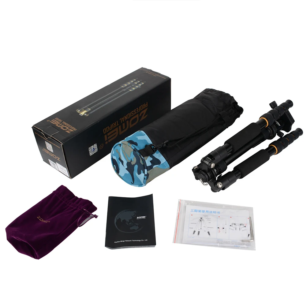  New ZOMEI Q666 Professional Aluminium Alloy Tripod Kit Monopod Ballhead For Travel DSLR Camera Ligh