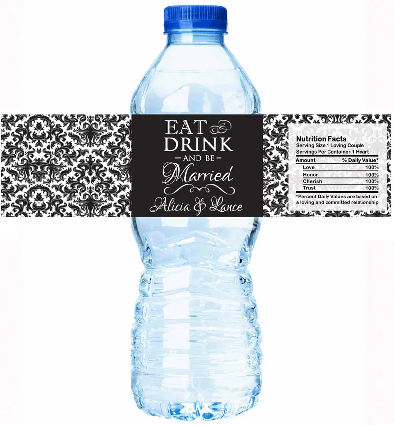 Customized Eat Drink Married Personalized Water Bottle Labels Wedding Decorations Favors Gifts ...