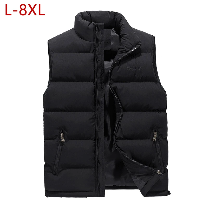 L-8XL, зимний Повседневный университетский жилет, хлопок, для мужчин, зимняя Классическая парка, толстый теплый хлопковый жилет, Мужская на подкладке, куртка без рукавов