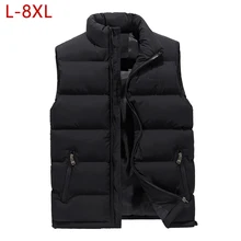 L-8XL, зимний Повседневный университетский жилет, хлопок, для мужчин, зимняя Классическая парка, толстый теплый хлопковый жилет, Мужская на подкладке, куртка без рукавов