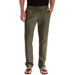 Льняные мужские брюки повседневные дышащие свободные однотонные прямые брюки лето осень джоггеры брюки d90531