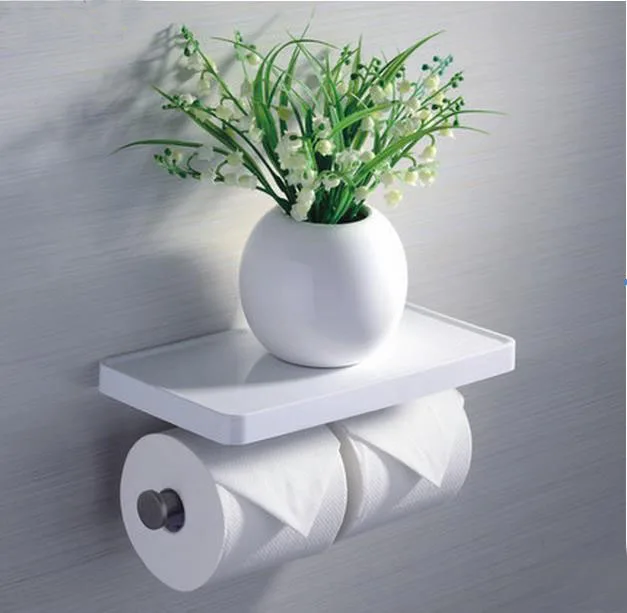 

Free Shipping Wall Mounted Multifunction Double Toilet Paper Holder With ABS Counter Bathroom Phone Holder Tissue Roller