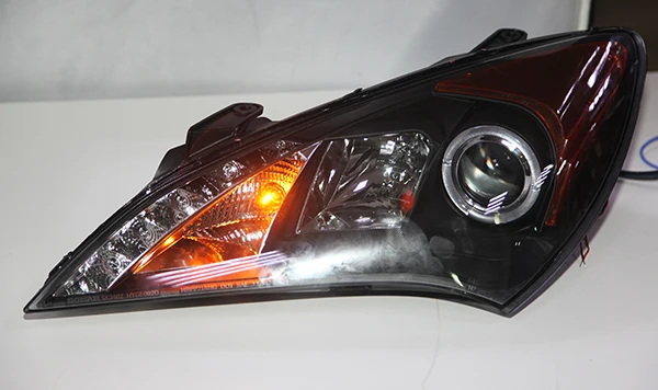 For HYUNDAI Rohens Genesis Coupe LED Head Lamp Angel Eyes 2009 20102011 2012 Year Headlights Amber Reflector