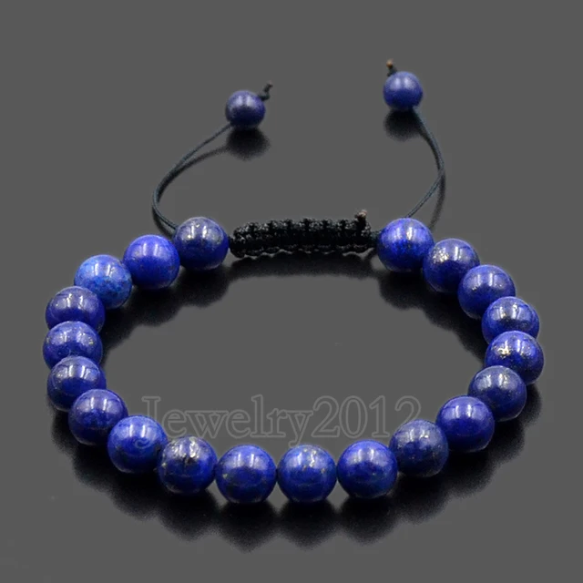 5pcs Lot Natural Lapis Lazuli Men Women 8mm Gems Stones Braided 5pcs Lot Natural Lapis Lazuli Men Women 8mm Gems Stones Braided Macrame Beads Bracelet Adjust