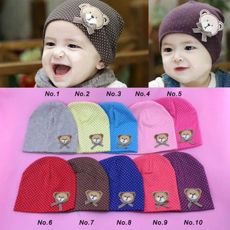 

New 1 Pcs Cute Winter Autumn Newborn Crochet warm Cotton Baby beanie Hat Girl Boy Cap Children Unisex Bear Infant