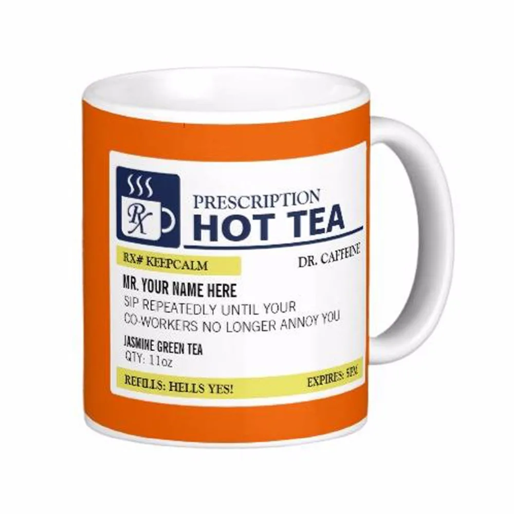 

Funny Prescription Hot Tea With Monogram White Coffee Mugs Tea Mug Customize Gift By LVSURE Ceramic Cup Mug Travel Coffee Mugs