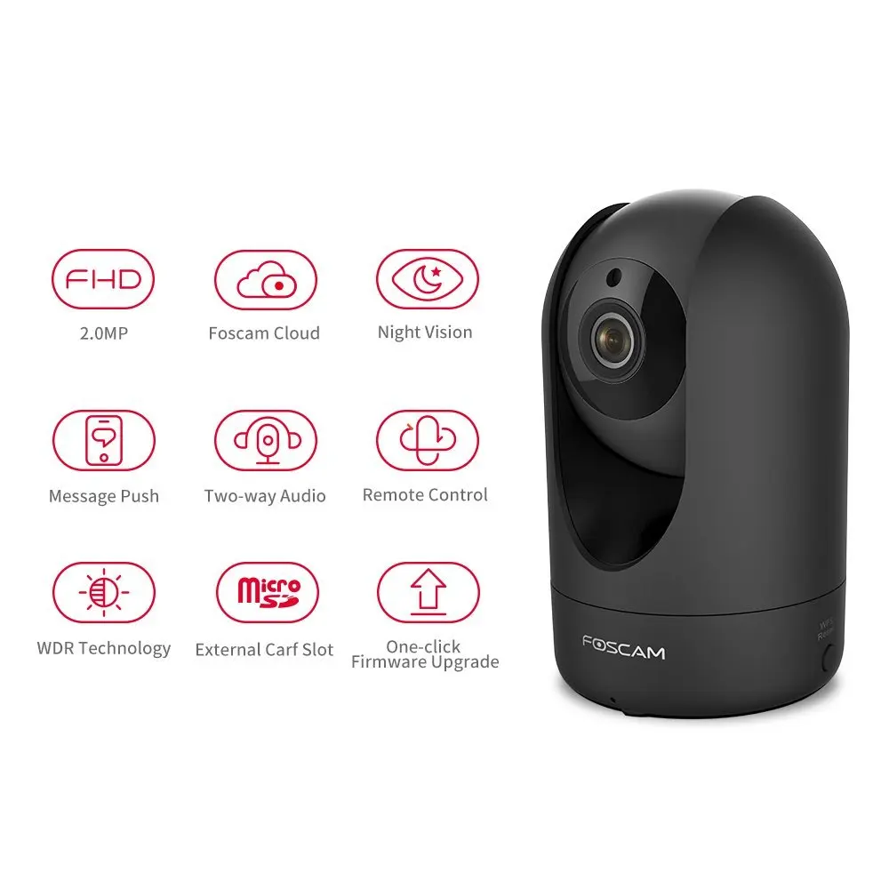 Foscam R2 1080P HD беспроводная камера безопасности WiFi IP домашняя камера бесплатное облако в комплекте 2-Way аудио панорамирование/наклон ночного видения