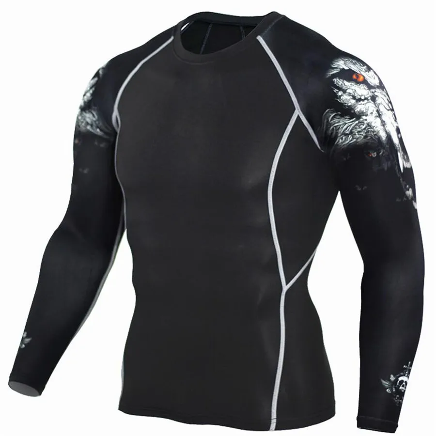 

Wolf 3D Quick Dry Rashgard Running Shirt Men Long Sleeve Compression Shirt Gym T shirt Fitness Top Sport Shirt Men Soccer Jersey