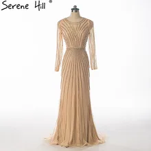 С длинным рукавом AB алмаз вечернее платье из тюля роскошная хрустальная Русалочка элегантные вечерние платья стиль Serene Hill LA6003