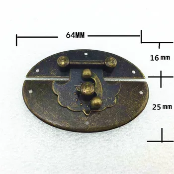 

64*42mm Antique tin trunk clasp Wooden Box Catch Hinge box clasp Decorative Locking Press Box buckle Wholesale