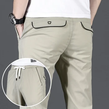 

2019 Thin Section Leisure Time Pants Male Trend Sports Self-cultivation Bound Feet Easy Ice Silk sweatpants Japan Style