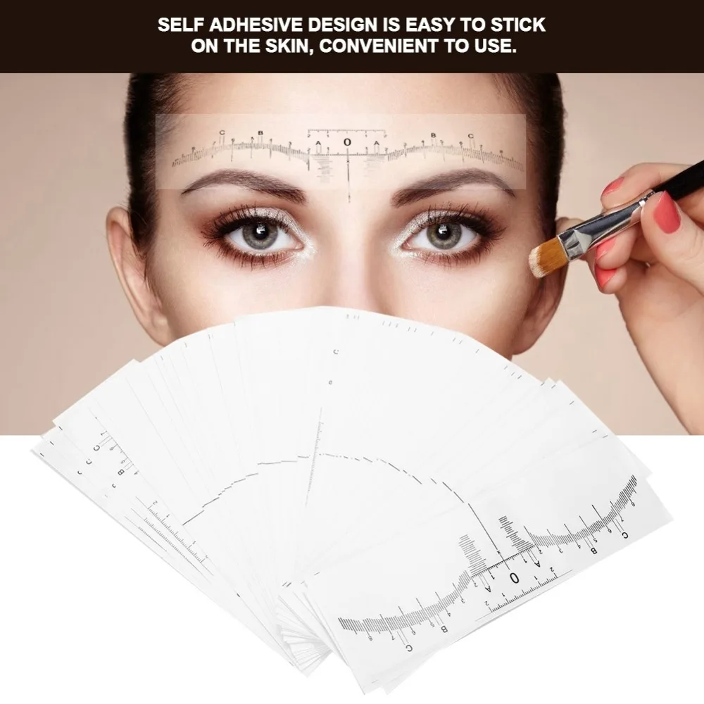 

50Pcs Disposable Eyebrow Tattoo Ruler Sticker Microblading Measure Tool Permanent Makeup Rule Tattoo Machine Stencil Templates