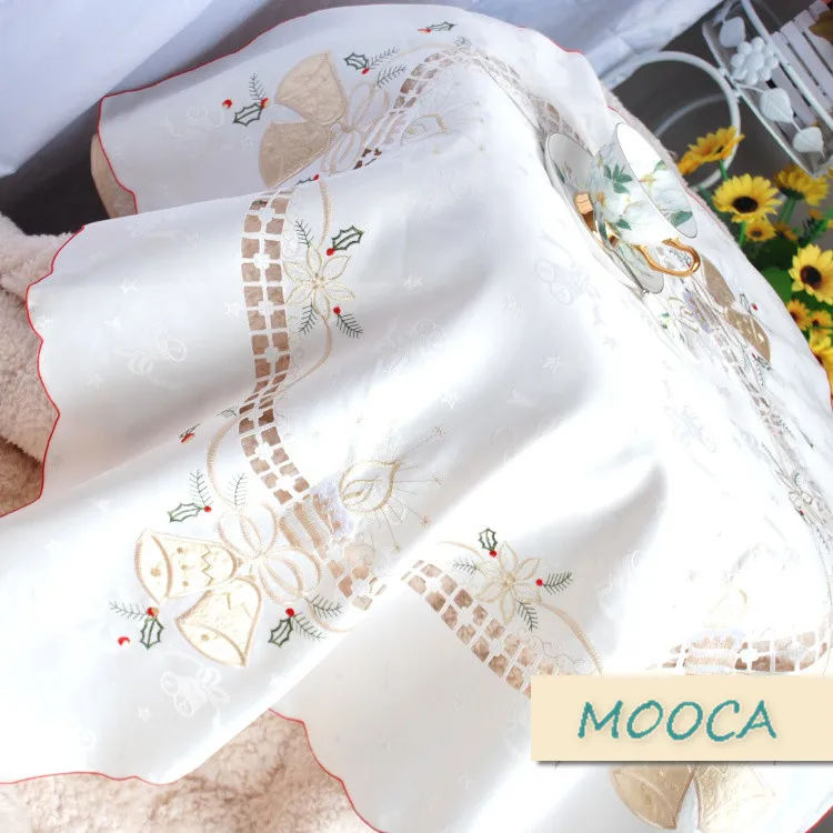 

85*85cm embroidered table cloth Christmas decoration cloth cover