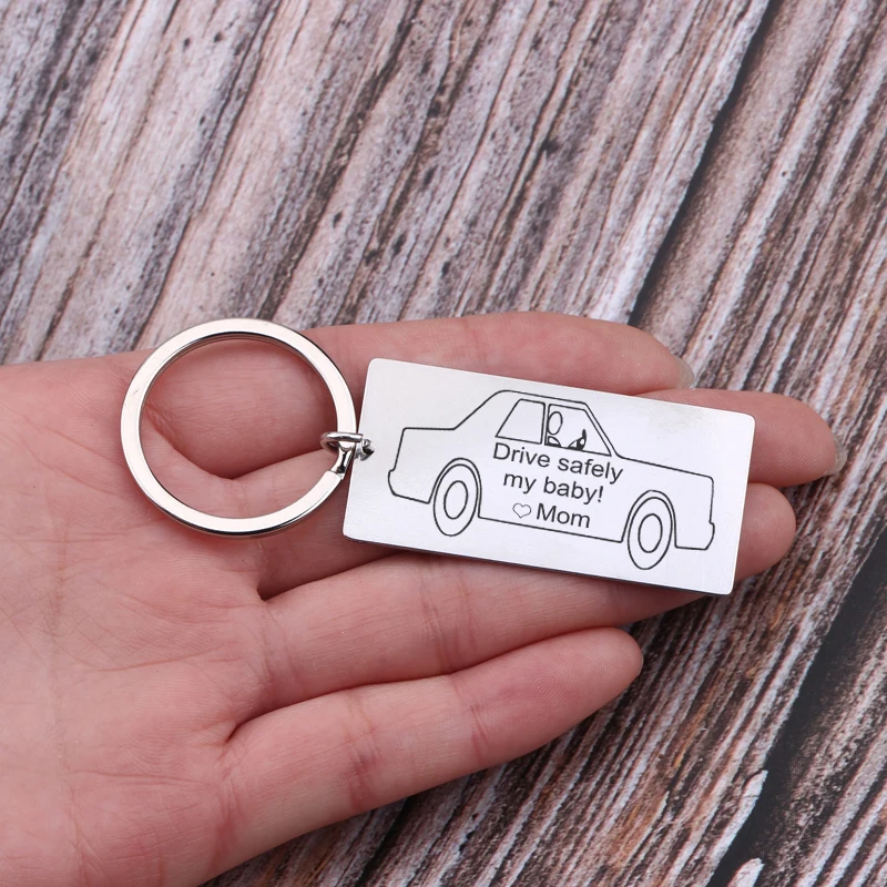 Брелок для ключей с гравировкой &quotdrive safe my baby mom&quot Подарочный детей красивые
