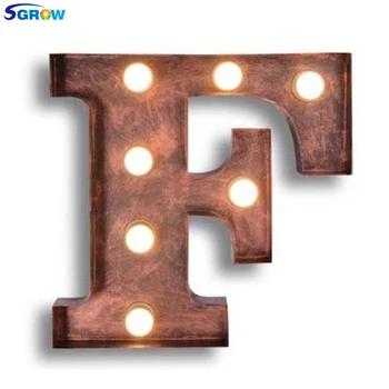 

SGROW Metal Letter F Wall Lamp Light for Bedroom Living Room Art Lampara Industrial Creative Lights Logo F Iron Billboard Lamps