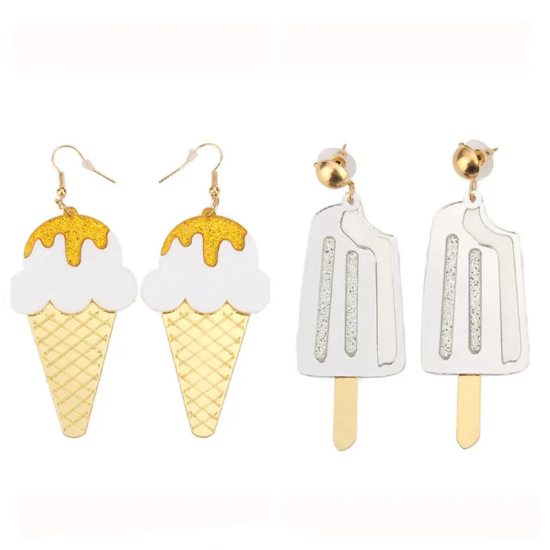 

2019 Hip hop Big Ice Cream Acrylic Drop Earrings Punk Night Club Jewelry Long Earring For Women Pendientes Jewelry Earrings Gift