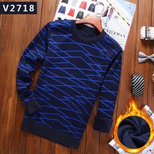 Men’s Winter Warm Sweater Male Printing O-Neck Thick Velvet Turtleneck Solid Color Mens Sweaters Slim Fit Pullover Men Knitwear