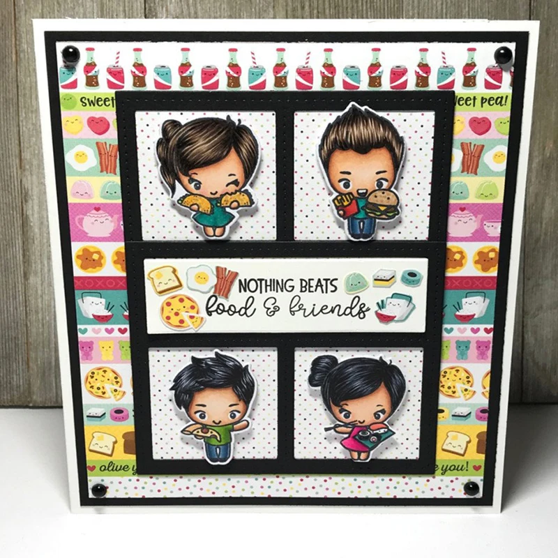 

Boys Girls Sharing Food Clear Stamps Seal for Scrapbooking Decorative Paper Cards Making Paper Crafts Transparent Stamps 4*6inch