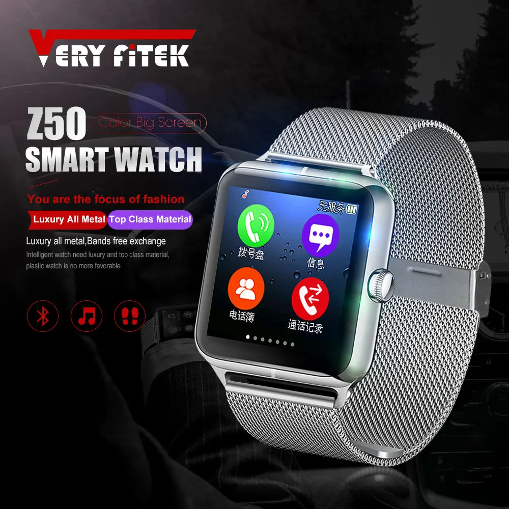 

VERYFiTEK J50 Bluetooth 4.0 Smart Watch Men Women Touch Screen Relogios Support TF Sim Card Camera for Android IOS Smartwatch