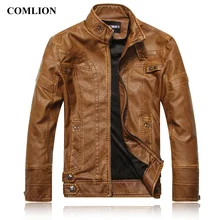 Плотное пальто из искусственной кожи Для мужчин зима-осень модные застежки-молнии байкерская куртка Верхняя одежда искусственная кожа полиуретан куртка пальто Лидер продаж D6
