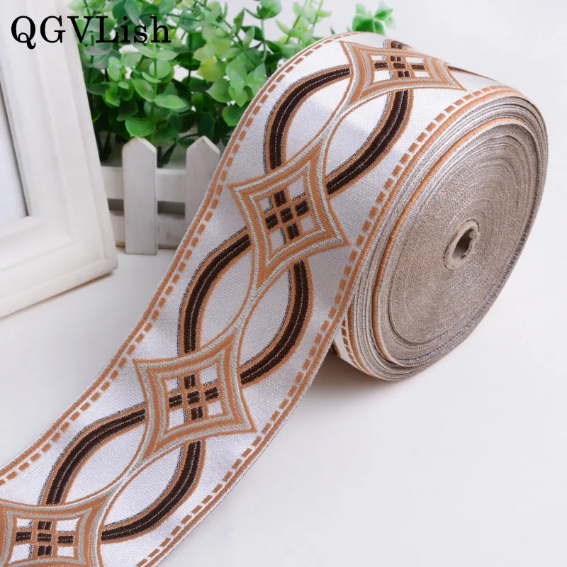 

QGVLish 25 м/рулон, ширина 90 мм, тканая жаккардовая лента, пояс, «сделай сам», швейные костюмы для дивана, занавески, вышивка, кружевная отделка, материал для декора