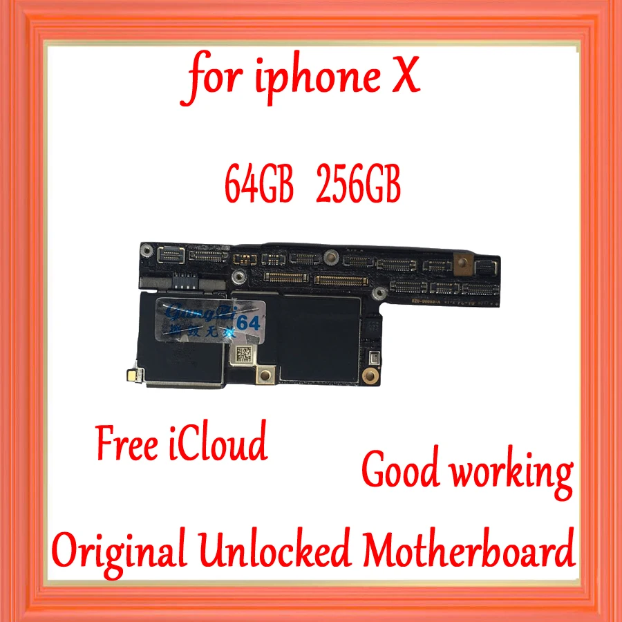 

No Face ID for iphone X Motherboard unlocked,Original Board for iphone x Motherboard with Clean iCloud,64GB / 256GB,Good Tested