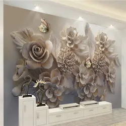 Beibehang красивые трехмерный рельеф 3D цветок бабочка ТВ фоне стены пользовательских большой росписи Зеленый Обои