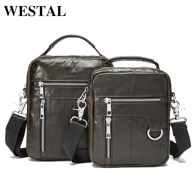 WESTAL 100% Натуральная Кожа Мужчины Сумки Классический Мужской Crossbody Плечо Сумка