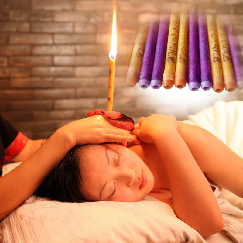10 Pcs/5 pairs Healthy Relax Therapy Fragrance Candling Care Ear Candles Treatment Wax Cleaner Hollow Cone Remove dirt Tools