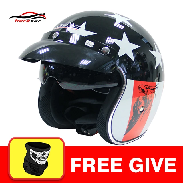 

JIEKAI Motorcycle Helmet Scooter Retro Vintage Motorbike 3/4 Open Face Half Helmet Casque Moto Helmet Racer Moto Helmet With Len