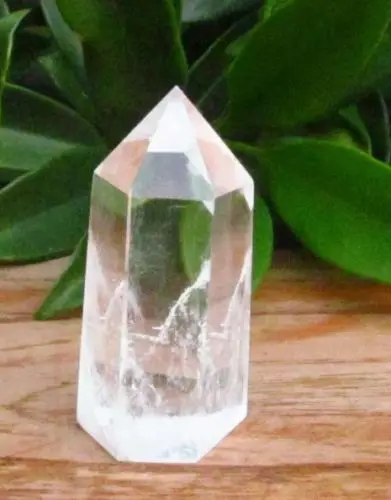 

huij 00881 AAA NATURAL TRANSPARENT CLEAR QUARTZ CRYSTAL POINT Healing Bronze Statue
