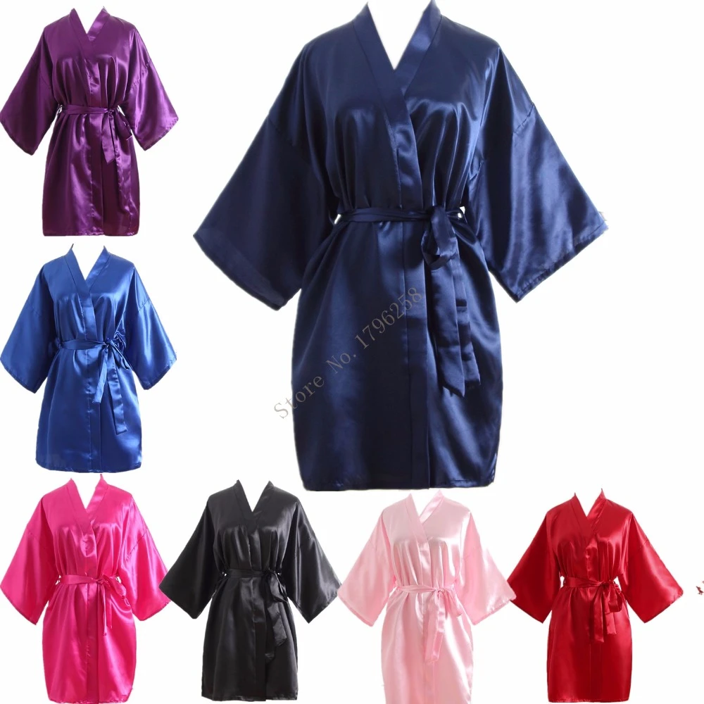 Women robe Silk Satin Robes Wedding Bridesmaid Bride Gown kimono Robe HOT*