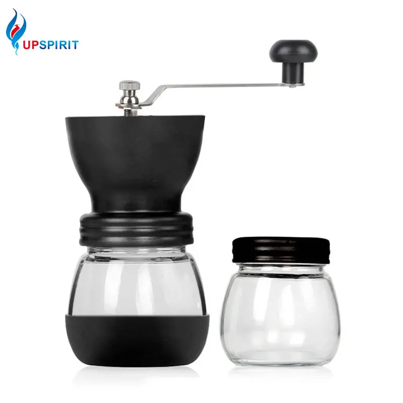  Upspirit Manual Coffee Mill Grinder High Boron Glass Stainless Steel Hand Crank Coffee Beans Grinde - 32878676725