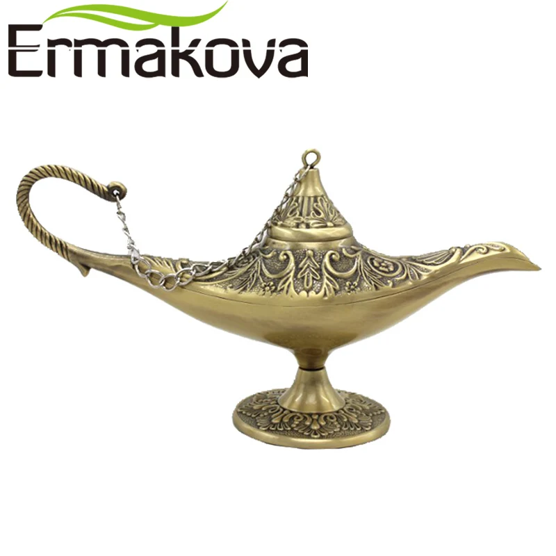 Vintage Rare Brass Oil Lamp Aladdin Genie Home Decor Incense Burner Gift 