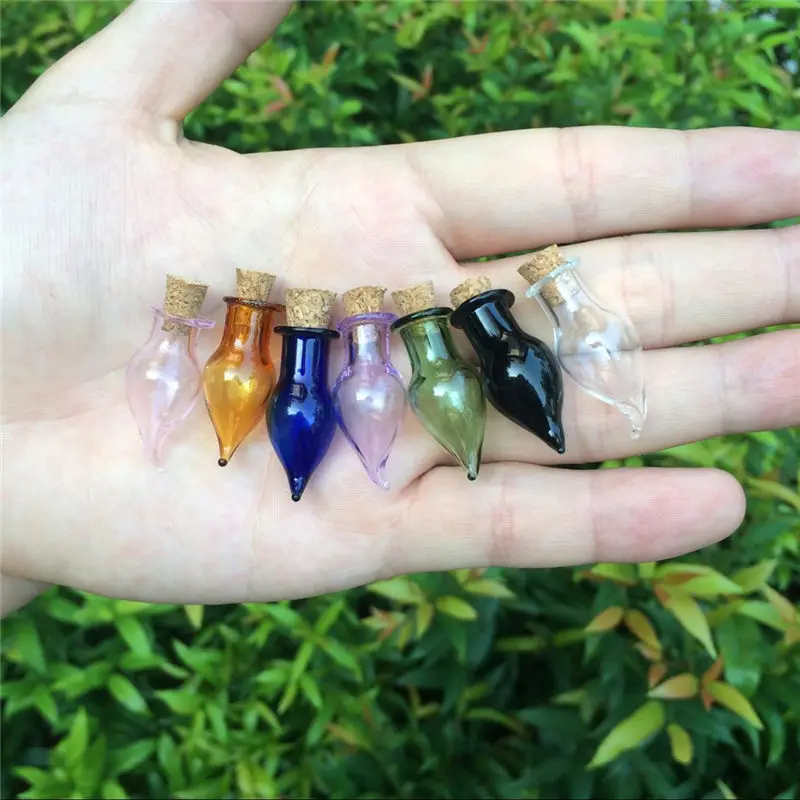 Mix 7 Colors Mini Glass Bottles Chili Shape Cute Bottles Cork Little Gift tiny Jars Vials 7 pcs/lot glass bottles mini glass bottles